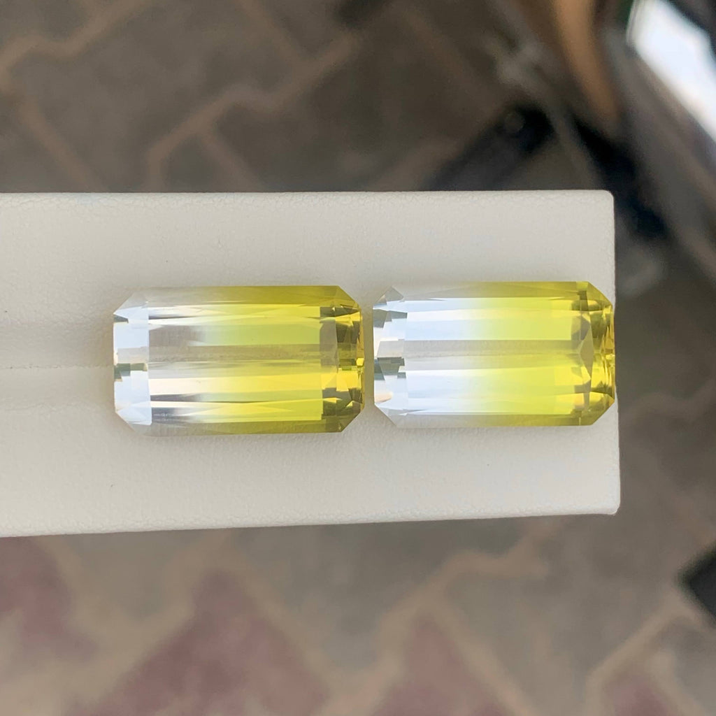 44.95 Carat Natural Loose Bicolor Color Citrine Pair Cushion African Gemstone