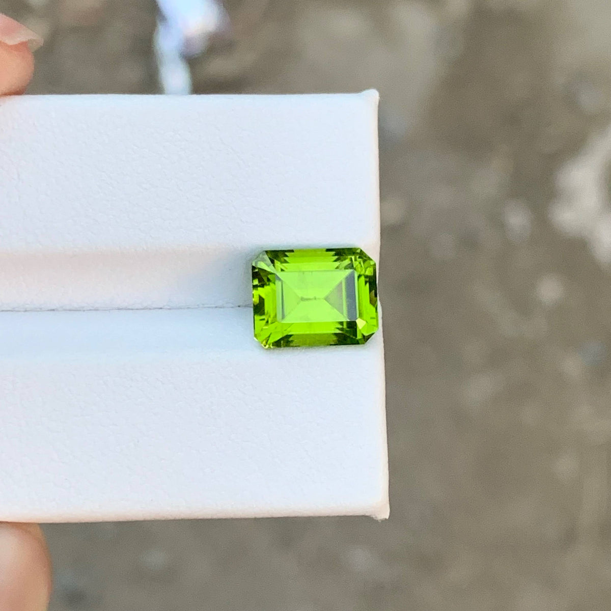 3.90 Carat Natural Loose Apple Green Peridot Emerald Cut Pakistani Gemstone