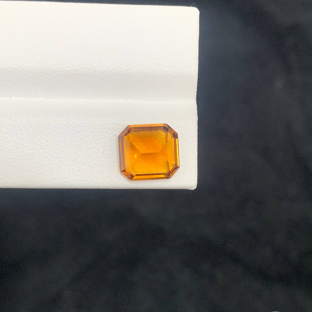 3.90 Carat Natural Loose Madeira Color Citrine Asscher Cut Brazilian Gemstone