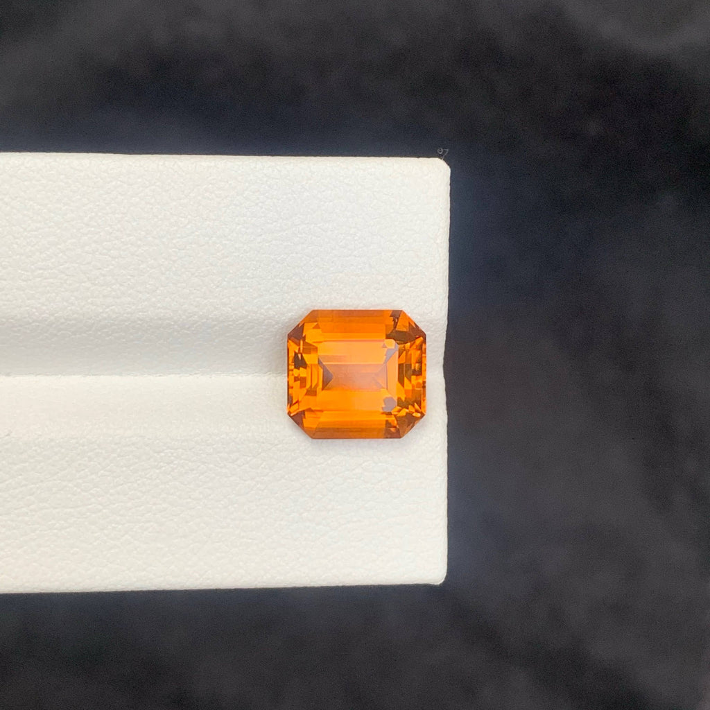 3.90 Carat Natural Loose Madeira Color Citrine Asscher Cut Brazilian Gemstone