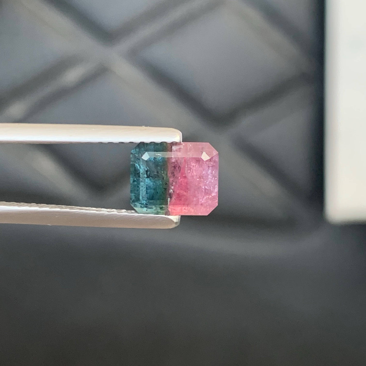 1.75 Carat Natural Loose Bicolor Tourmaline Stone Emerald Cut Afghan Gemstone