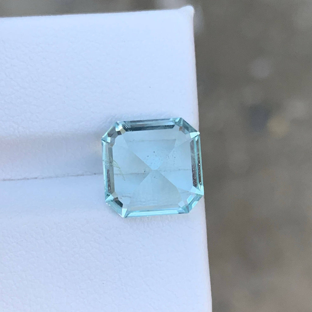 4.40 Carat Light Blue Aquamarine Asscher Cut Pakistan Gemstone