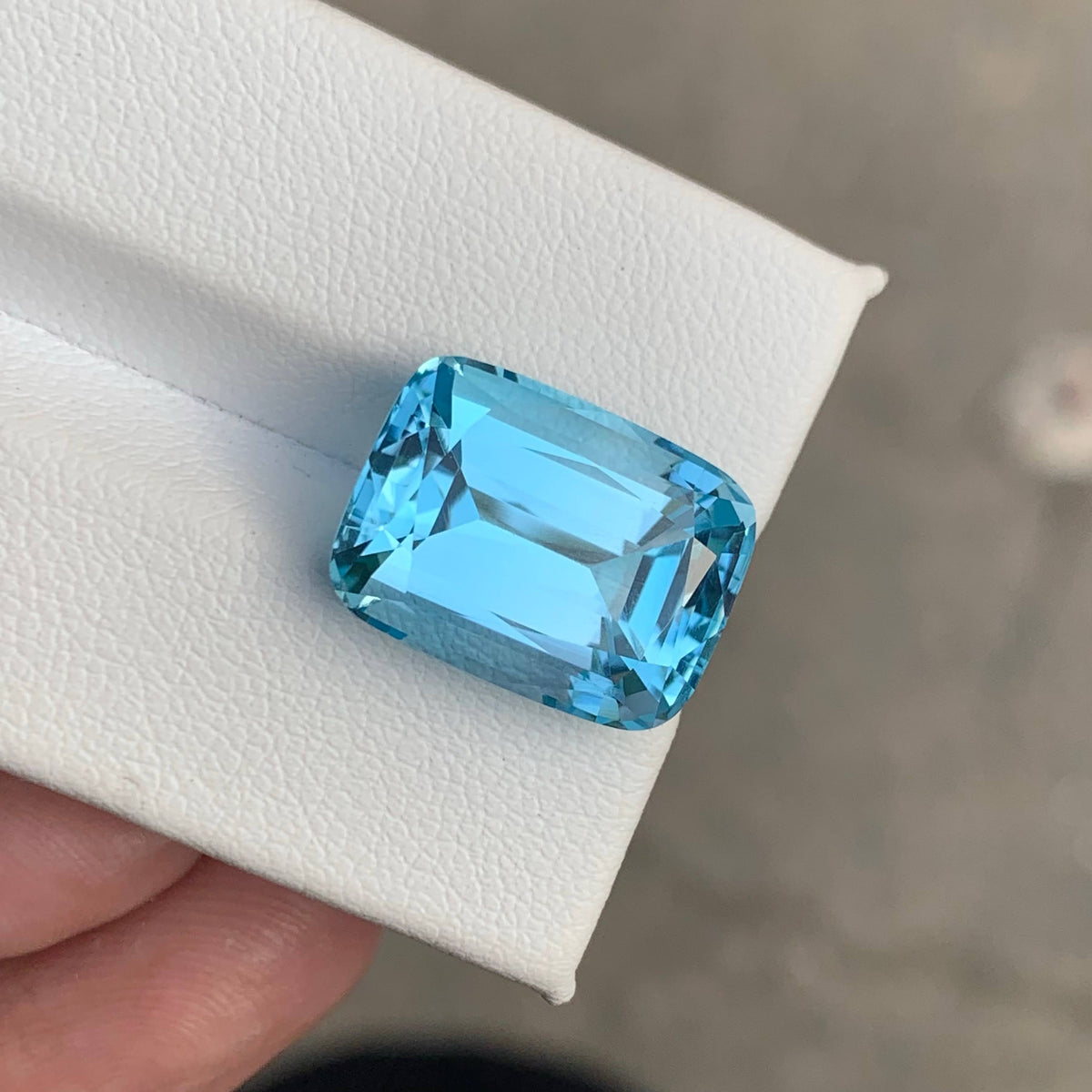 15.00 Carat Natural Loose Sky Blue Topaz Stone Cushion Cut African Loupe Clean Untreated Gemstone