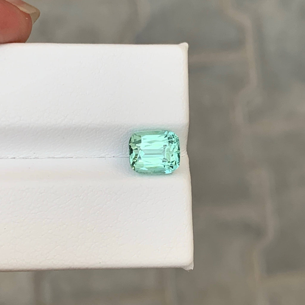 2.35 Carat Natural Loose Seafoam Tourmaline Stone Cushion Cut Afghan Gemstone