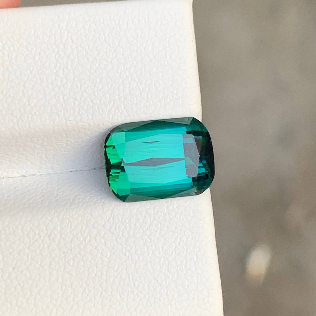 4.10 Carat Natural Loose Bluish Green Tourmaline Cushion Cut Afghan Gemstone