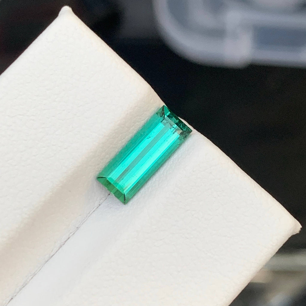 1.60 Carat Natural Loose Bluish Green Tourmaline Baguette Cut Afghan Gemstone