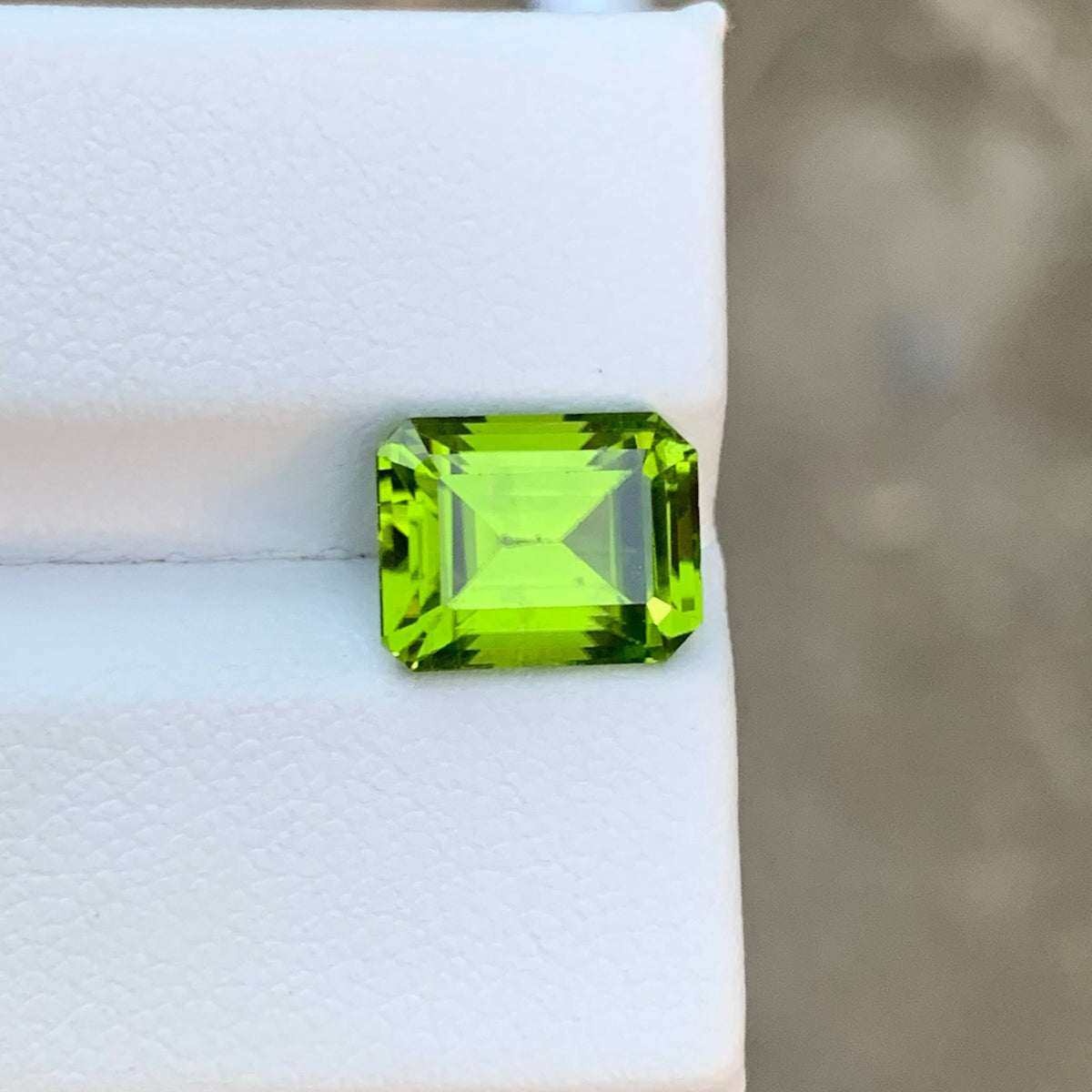 3.90 Carat Natural Loose Apple Green Peridot Emerald Cut Pakistani Gemstone