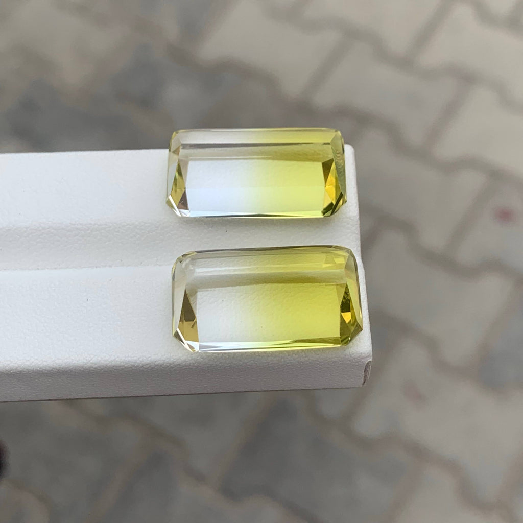 44.95 Carat Natural Loose Bicolor Color Citrine Pair Cushion African Gemstone