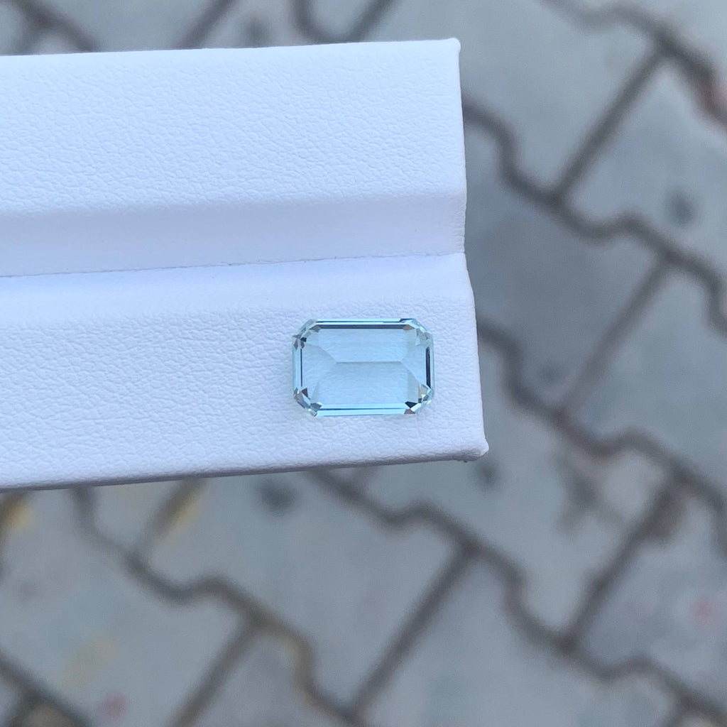 3.35 Carat Light Blue Aquamarine Emerald Cut Pakistan VVS Untreated