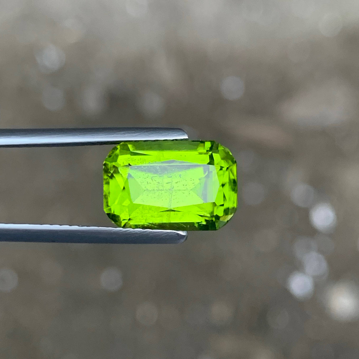 6.20 Carat Apple Green Peridot Cushion Cut Pakistan Gemstone