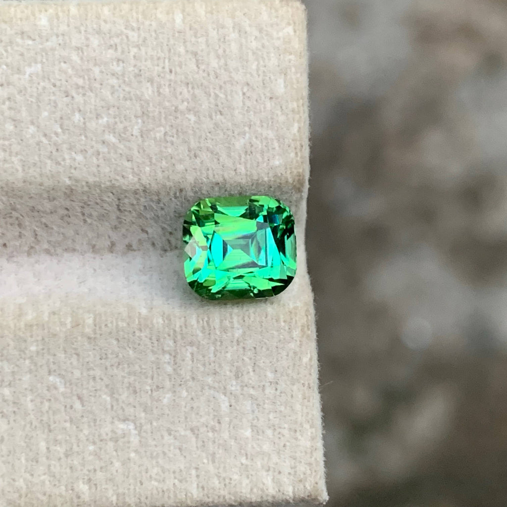 2.40 Carat Mint Green Tourmaline Cushion Cut Afghanistan VVS Untreated