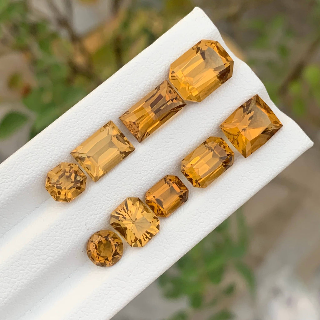 18.30 Carat Natural Loose 9 Pieces Golden Color Citrine Lot African Gemstone