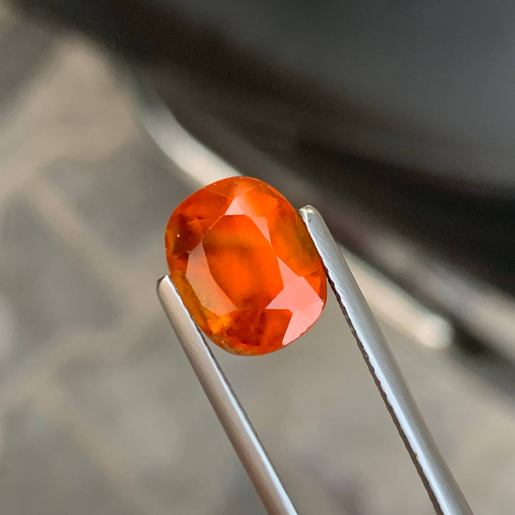 5.35 Carat Natural Hessonite Garnet Stone Cushion Cut African Gemstone