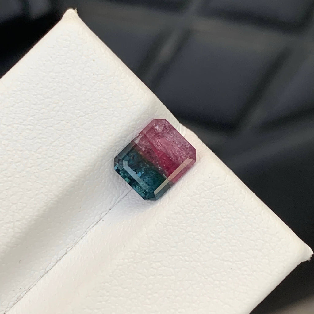1.75 Carat Natural Loose Bicolor Tourmaline Stone Emerald Cut Afghan Gemstone