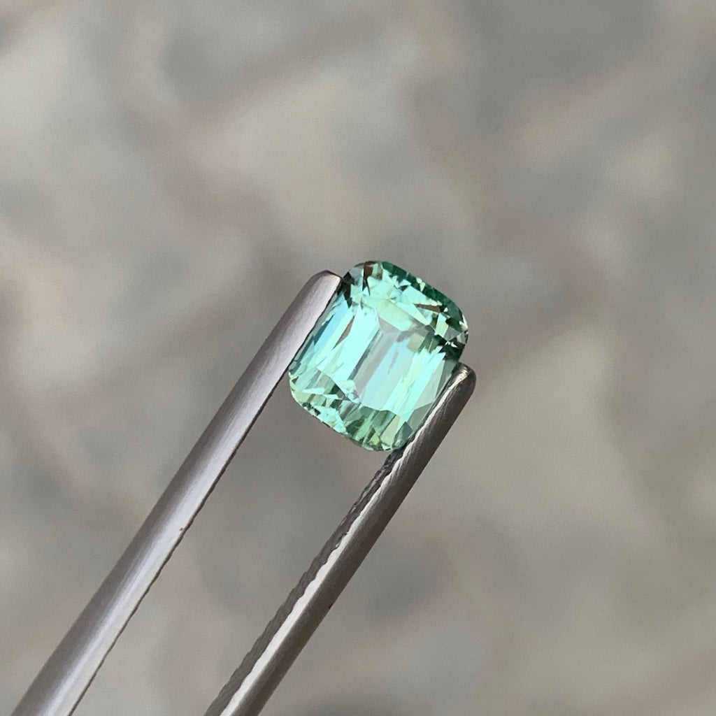 2.35 Carat Natural Loose Seafoam Tourmaline Stone Cushion Cut Afghan Gemstone