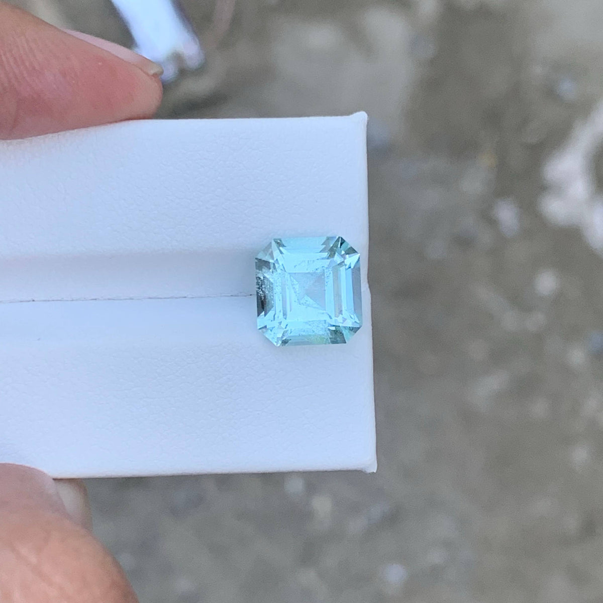 4.40 Carat Light Blue Aquamarine Asscher Cut Pakistan Gemstone
