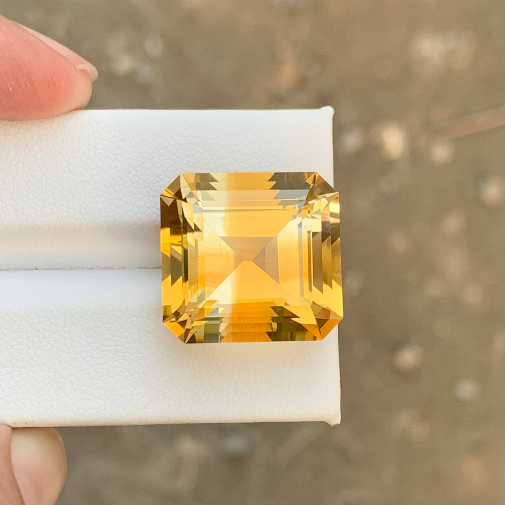 25.65 Carat Natural Loose Golden Color Citrine Emerald Cut Brazilian Gemstone