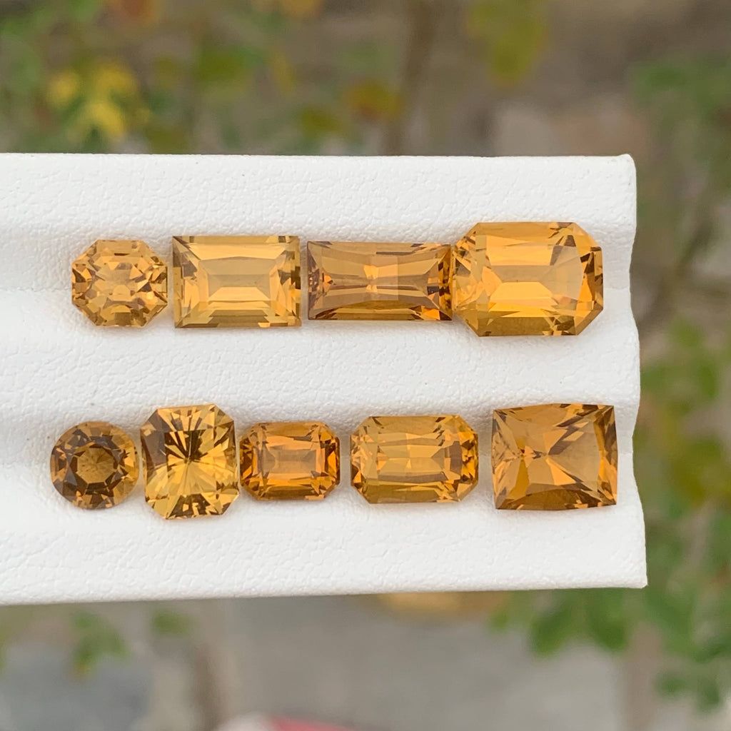 18.30 Carat Natural Loose 9 Pieces Golden Color Citrine Lot African Gemstone