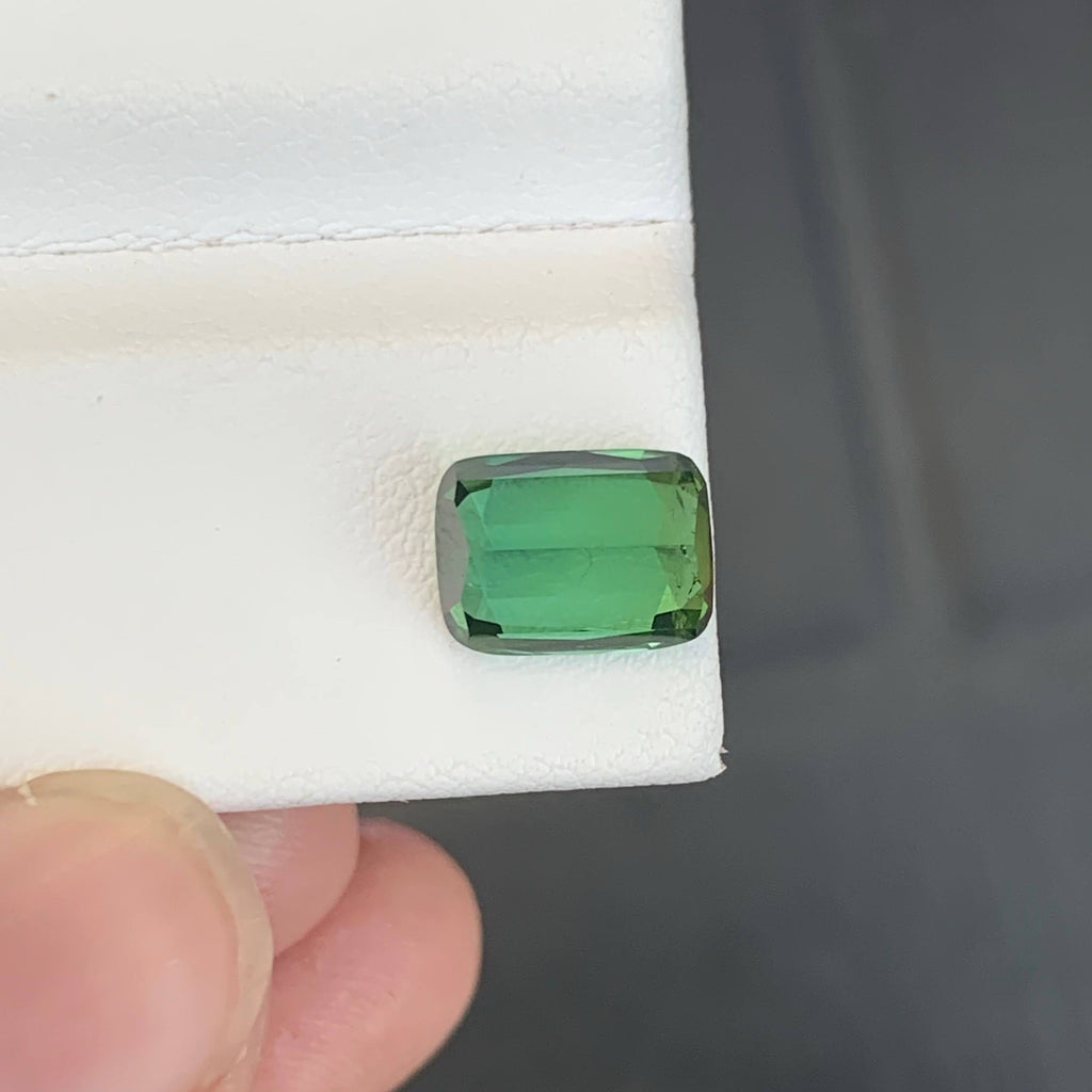 2.95 Carat Green Tourmaline Cushion Cut Afghan Untreated VVS