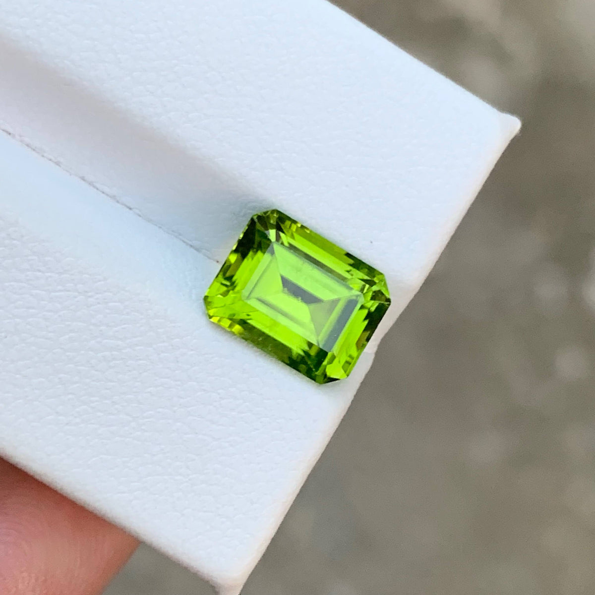 3.90 Carat Natural Loose Apple Green Peridot Emerald Cut Pakistani Gemstone