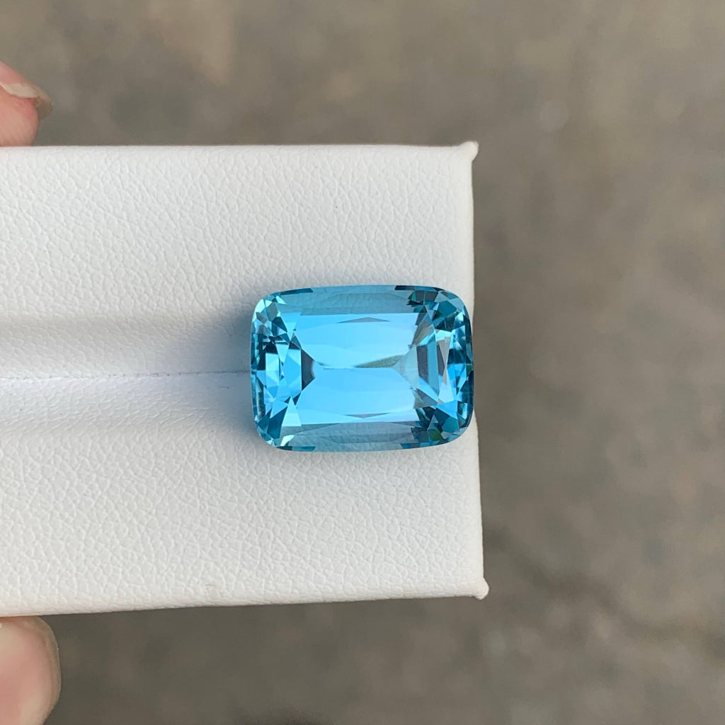 15.00 Carat Natural Loose Sky Blue Topaz Stone Cushion Cut African Loupe Clean Untreated Gemstone