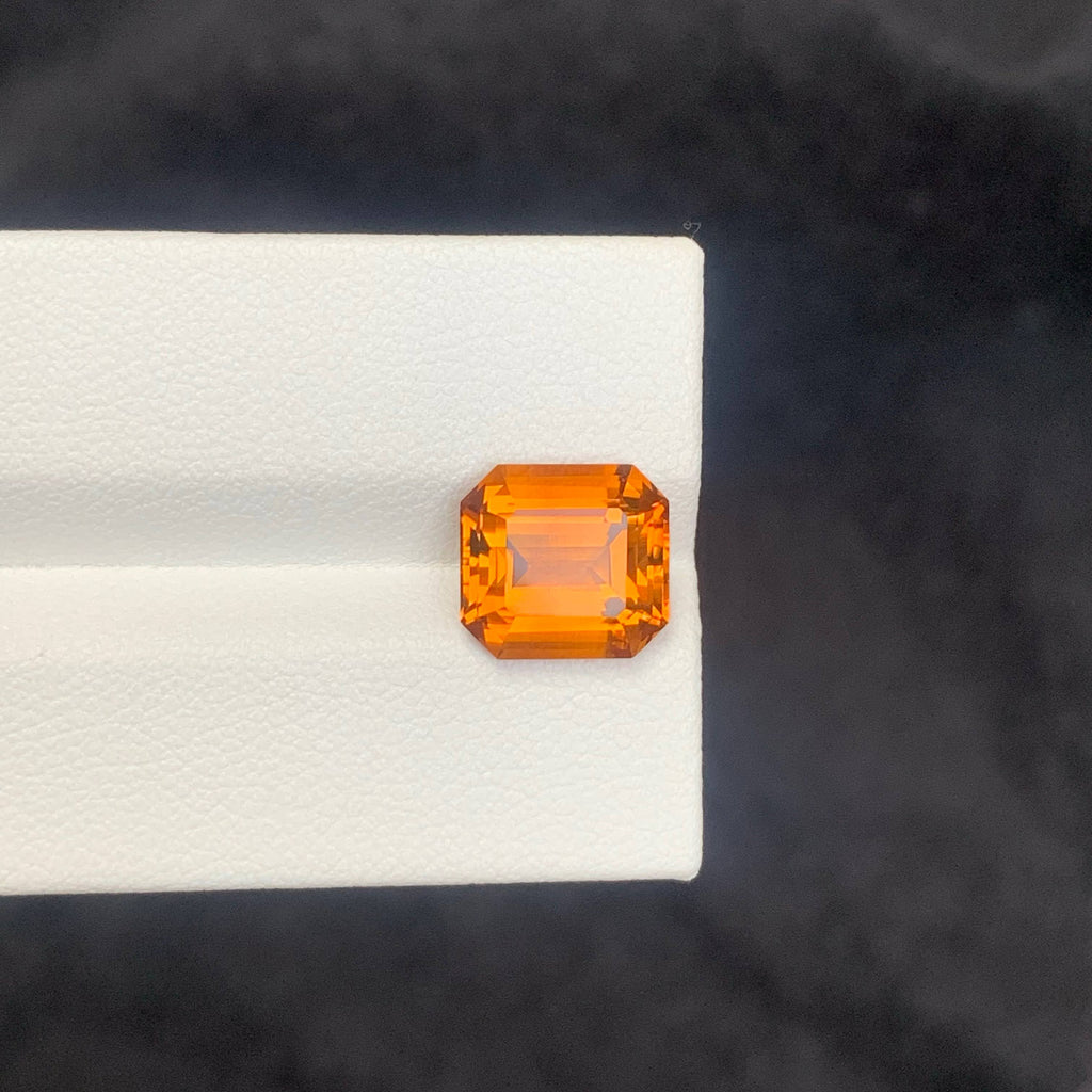 3.90 Carat Natural Loose Madeira Color Citrine Asscher Cut Brazilian Gemstone