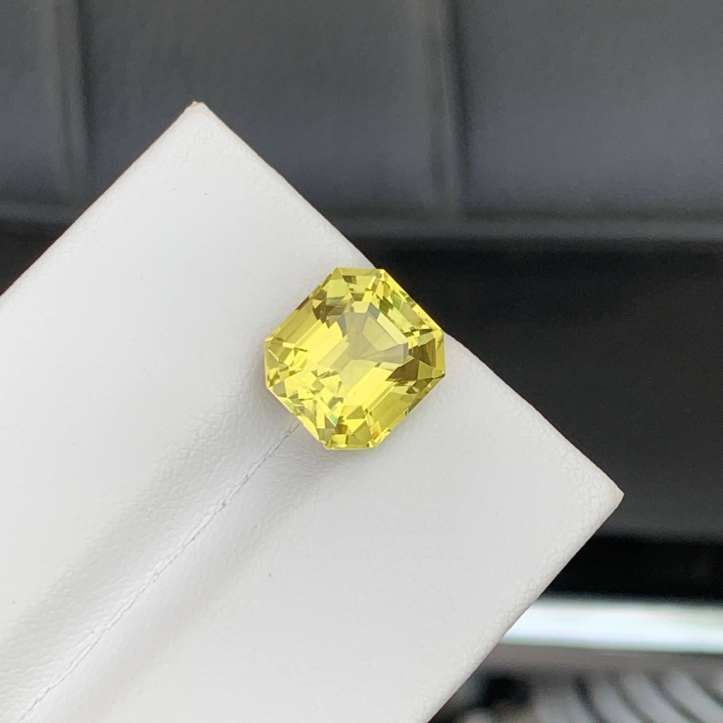 6.60 Carat Natural Loose Lemon Color Citrine Emerald Cut African Gemstone