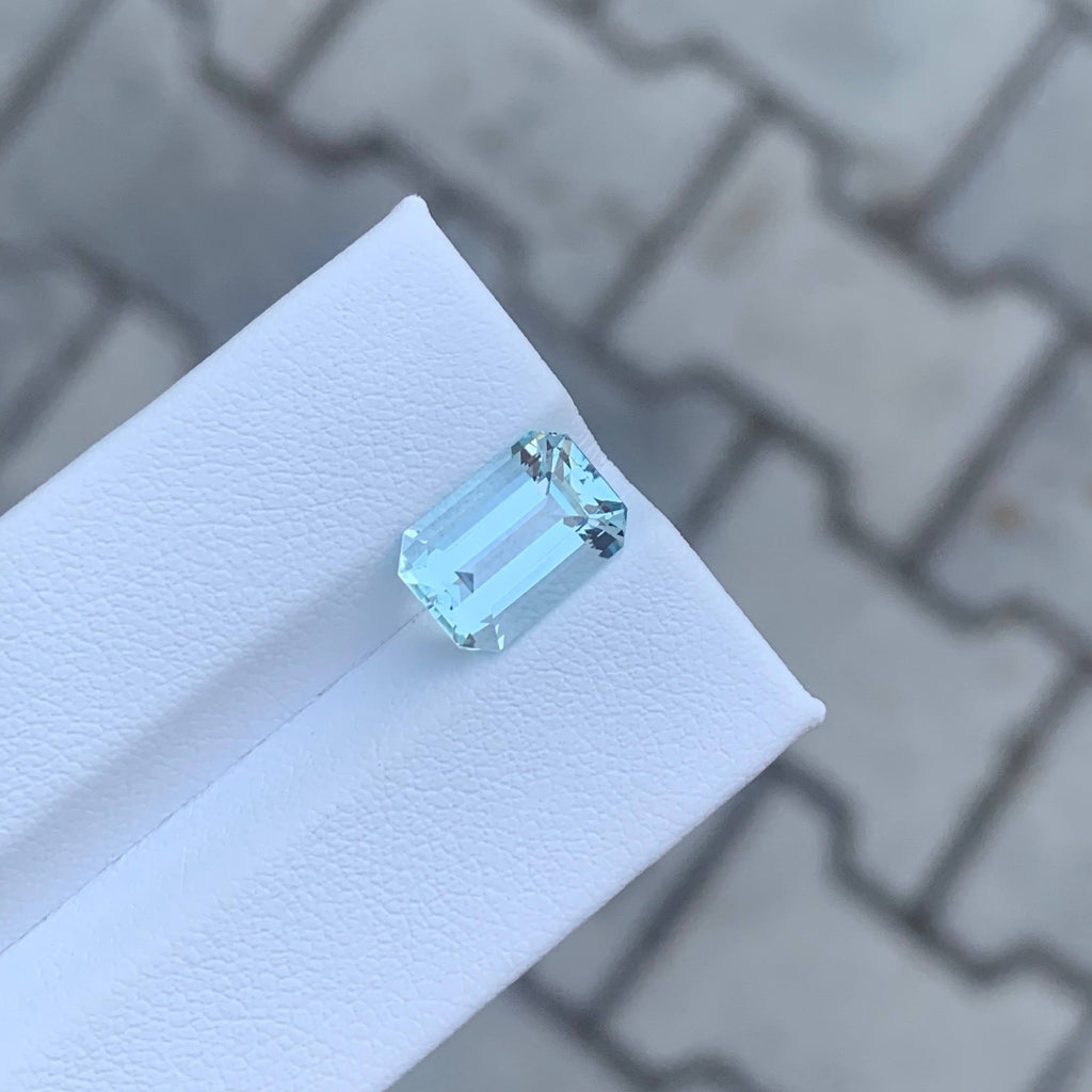 3.35 Carat Light Blue Aquamarine Emerald Cut Pakistan VVS Untreated
