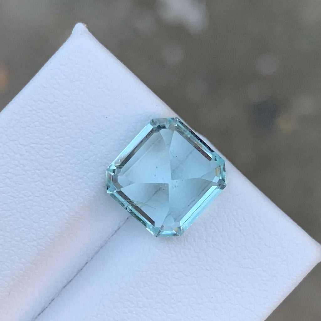 4.40 Carat Light Blue Aquamarine Asscher Cut Pakistan Gemstone