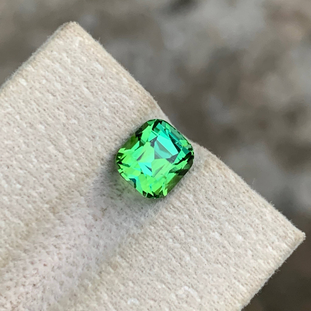 2.40 Carat Mint Green Tourmaline Cushion Cut Afghanistan VVS Untreated