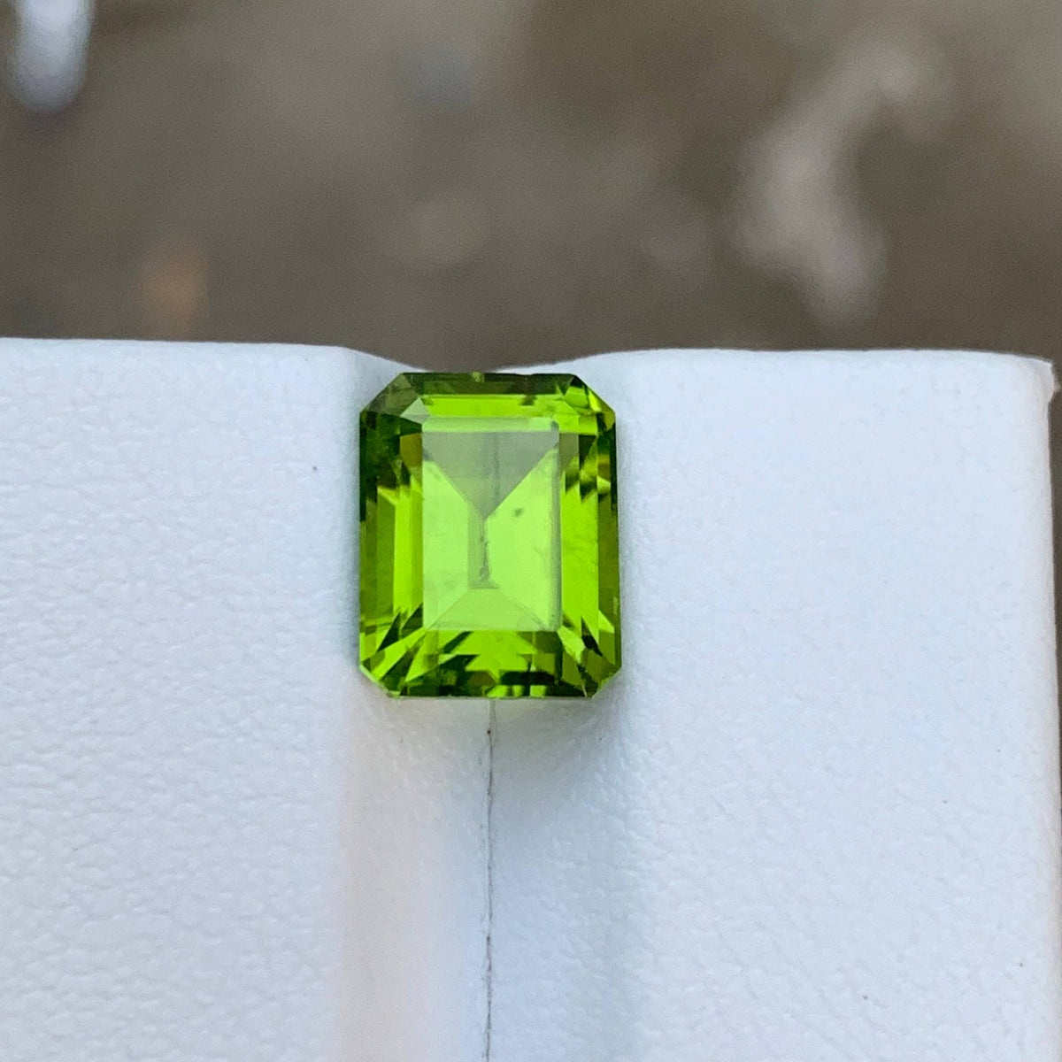 3.90 Carat Natural Loose Apple Green Peridot Emerald Cut Pakistani Gemstone