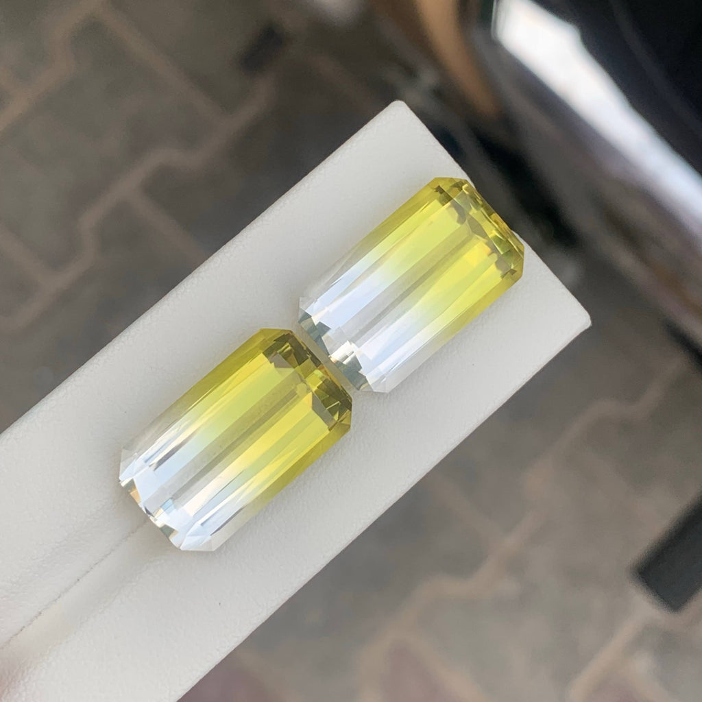 44.95 Carat Natural Loose Bicolor Color Citrine Pair Cushion African Gemstone
