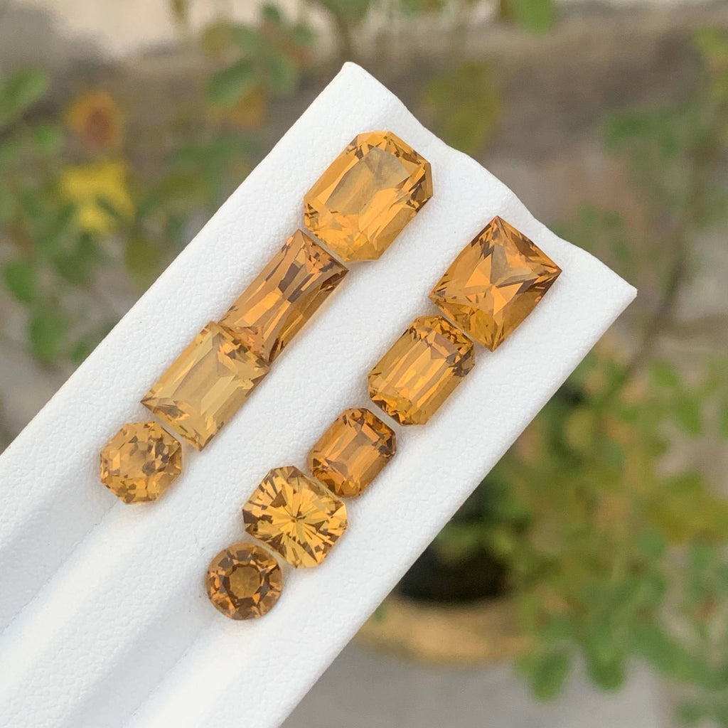 18.30 Carat Natural Loose 9 Pieces Golden Color Citrine Lot African Gemstone