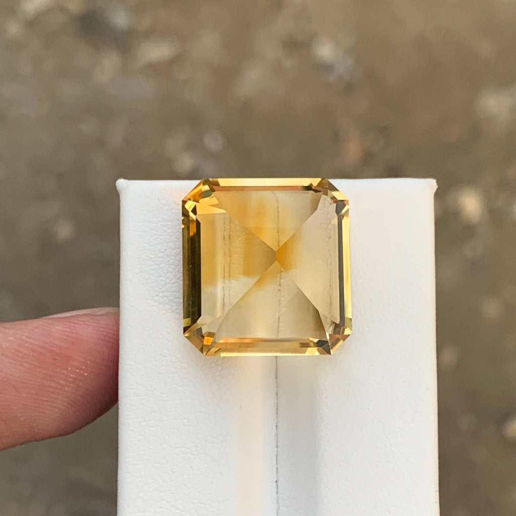 25.65 Carat Natural Loose Golden Color Citrine Emerald Cut Brazilian Gemstone