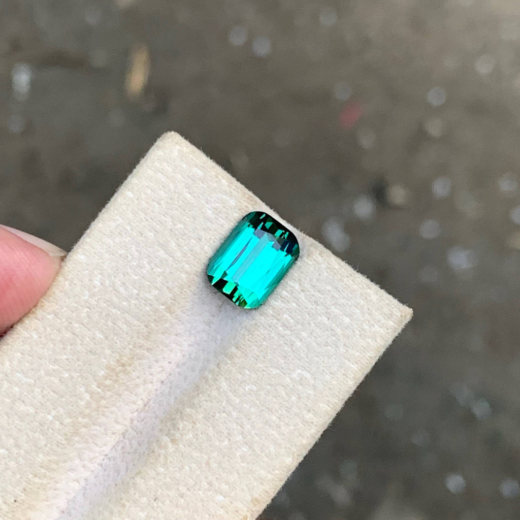 4.00 Carat Bluish Green Tourmaline Cushion Cut Afghanistan Eye Clean Untreated