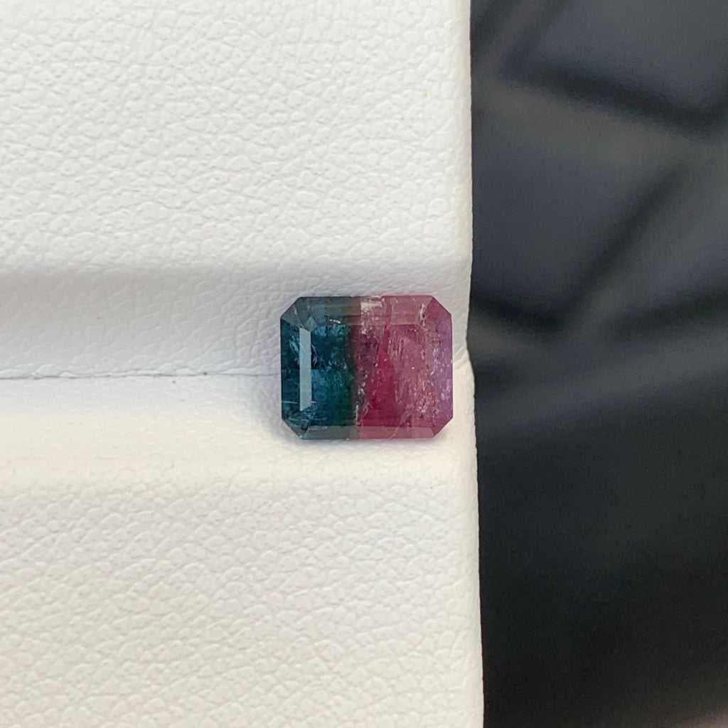 1.75 Carat Natural Loose Bicolor Tourmaline Stone Emerald Cut Afghan Gemstone