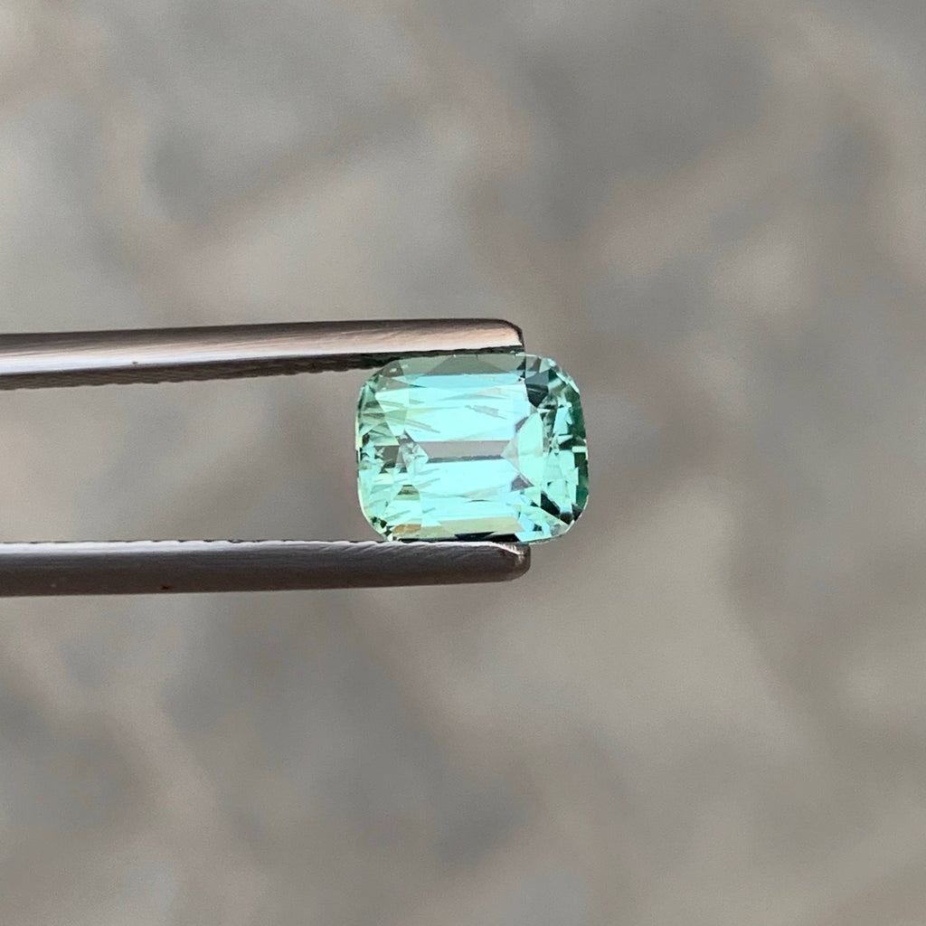 2.35 Carat Natural Loose Seafoam Tourmaline Stone Cushion Cut Afghan Gemstone