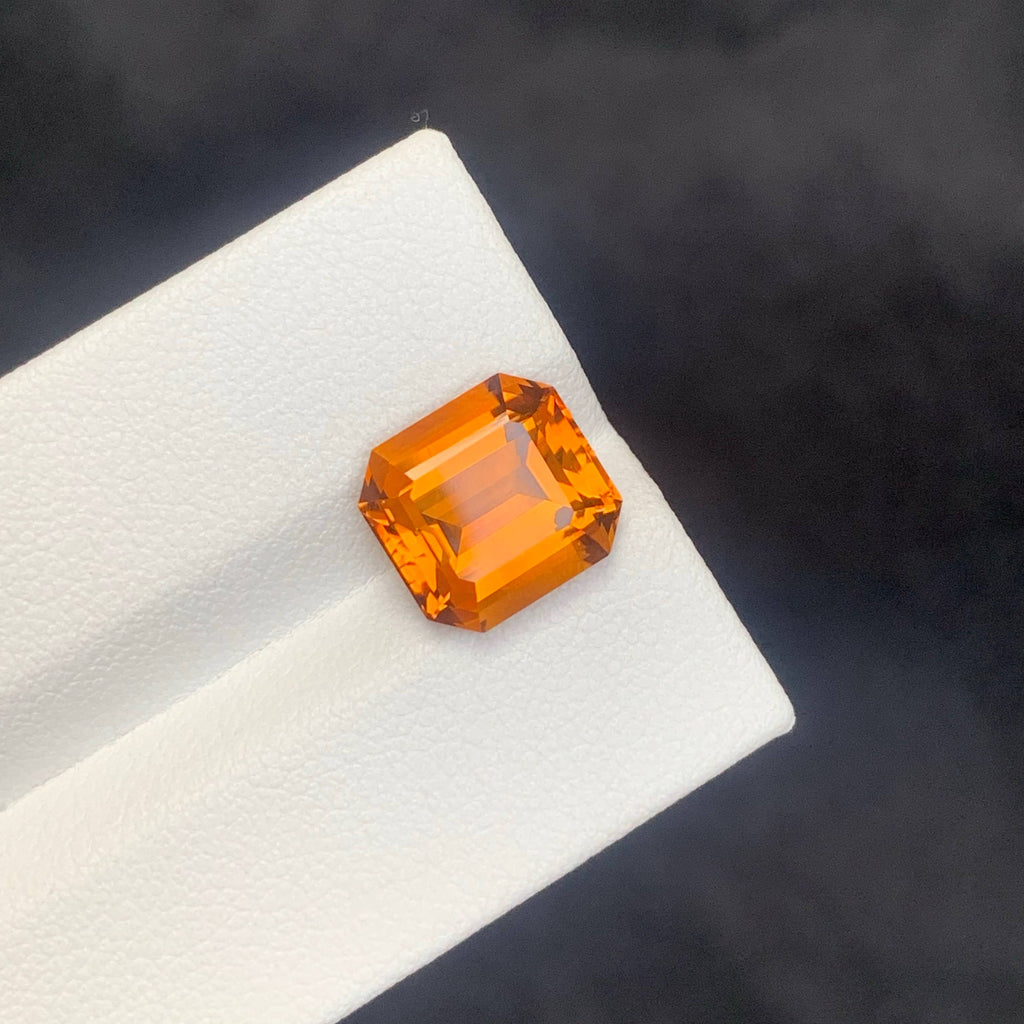 3.90 Carat Natural Loose Madeira Color Citrine Asscher Cut Brazilian Gemstone