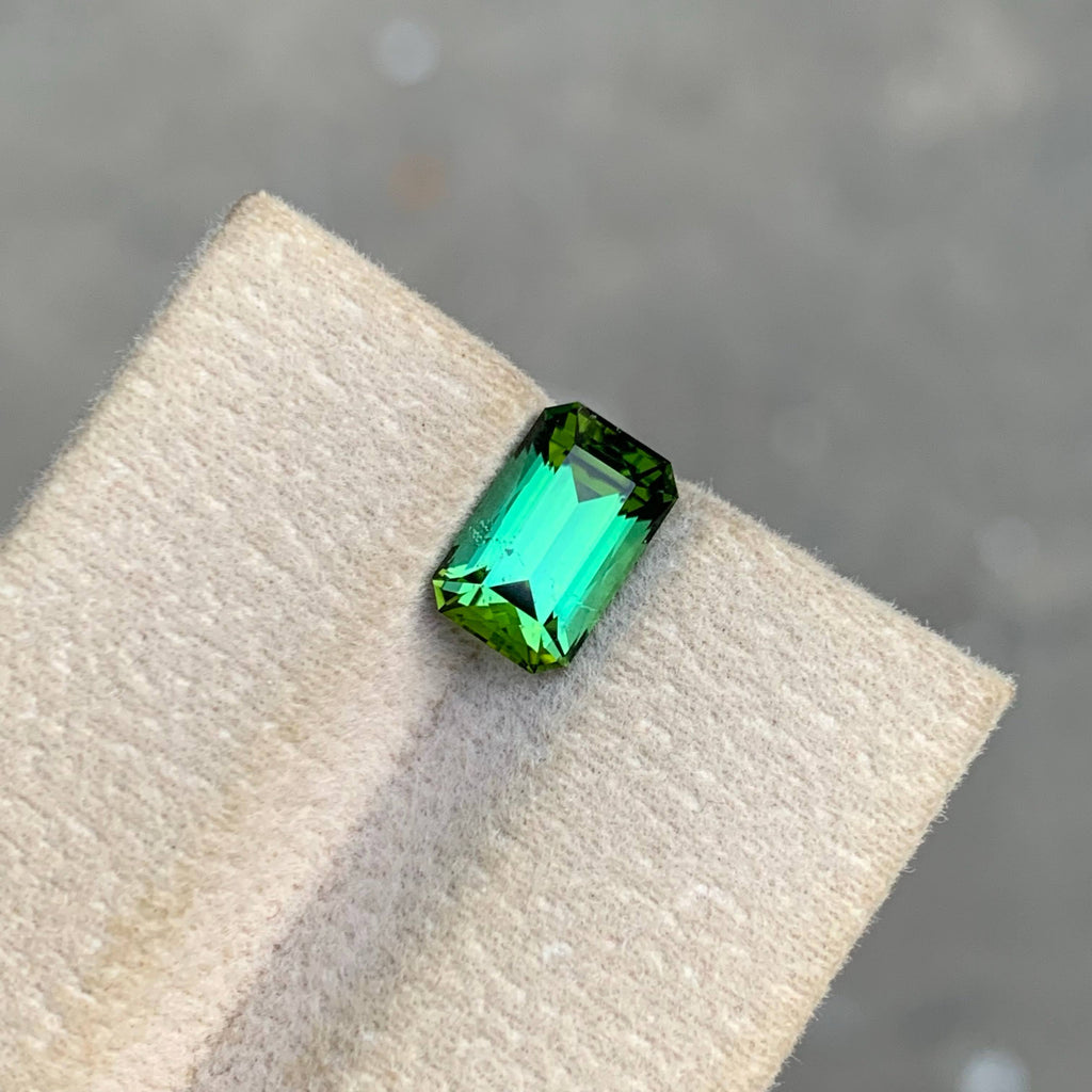 2.15 Carat Green Tourmaline Cushion Fancy Cut Afghan Gemstone, VVS, Untreated