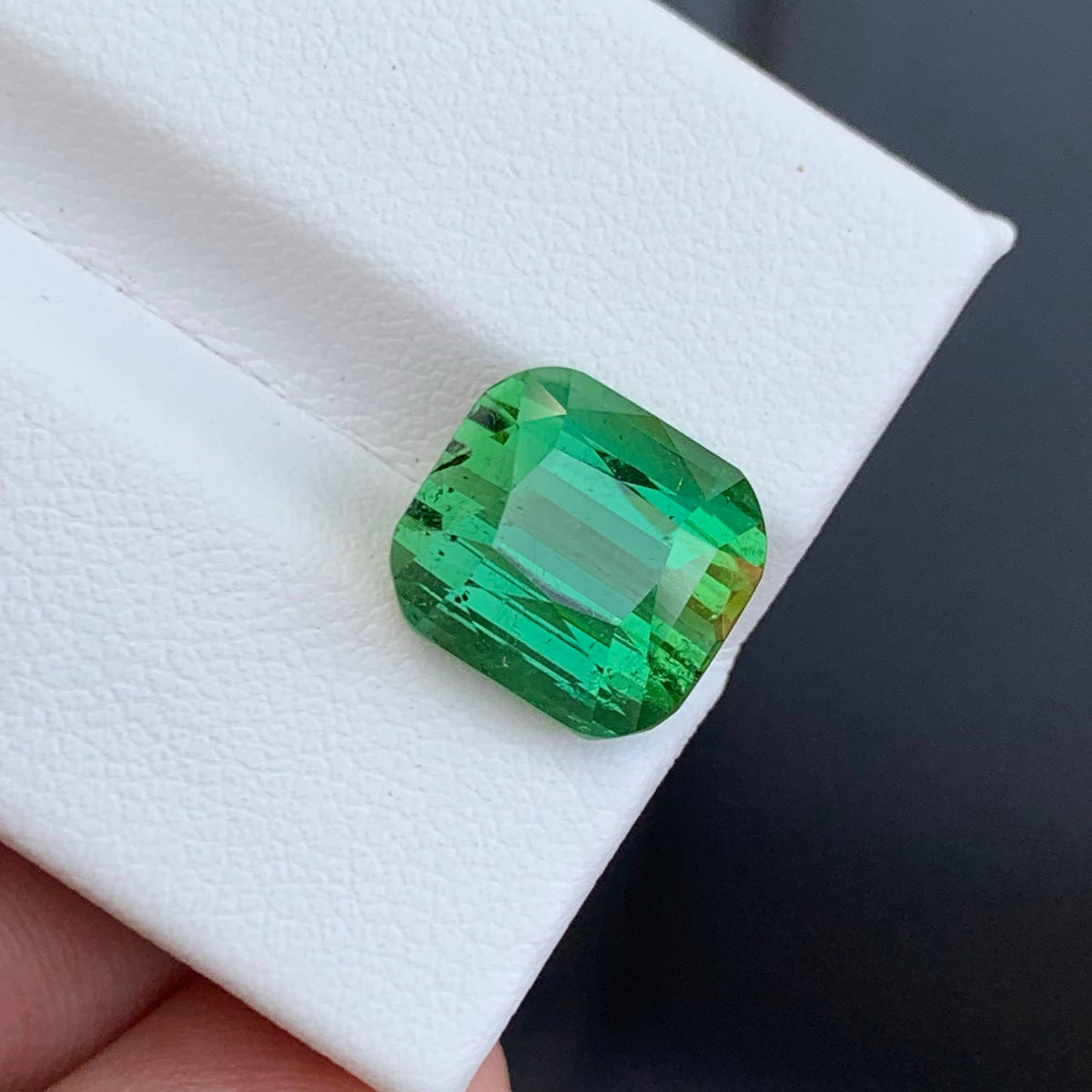 6.45 Carat Natural Loose Green Color Tourmaline Cushion Cut Afghan Gemstone