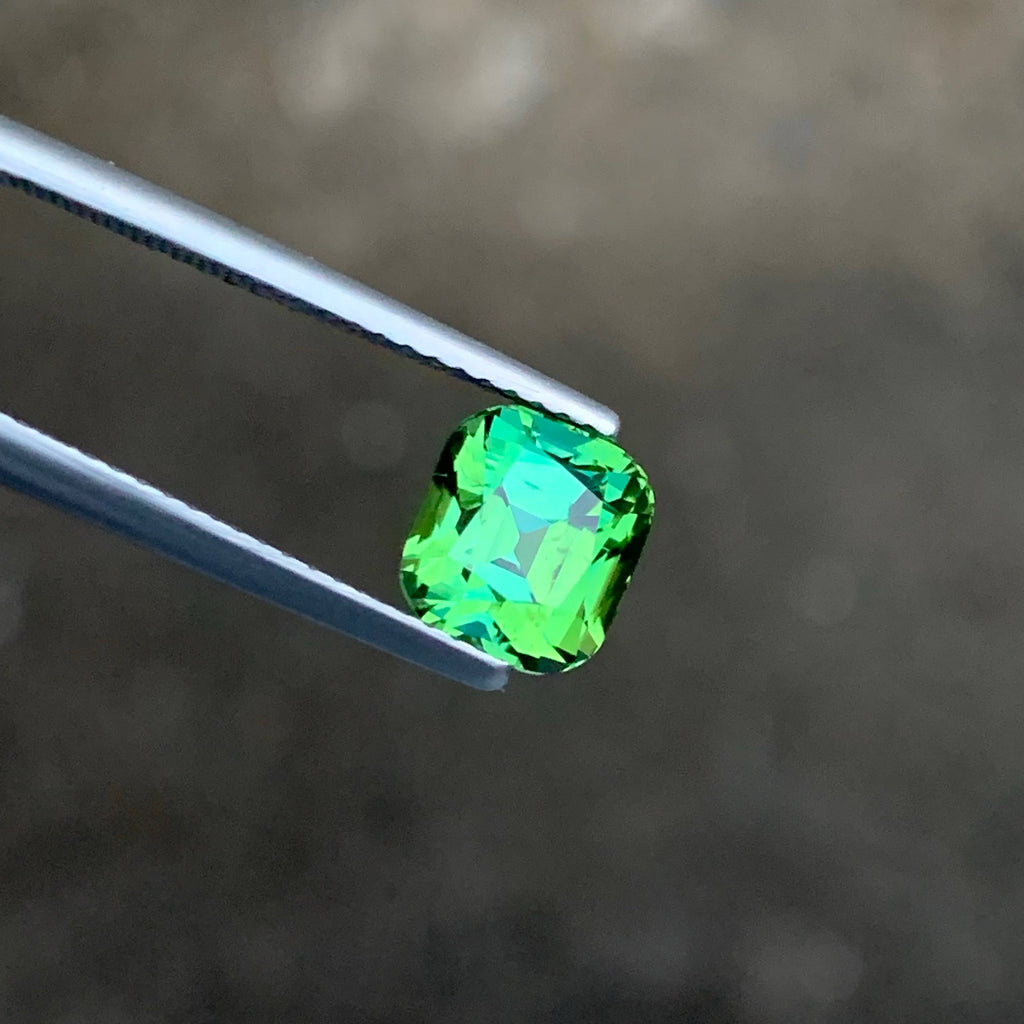 2.40 Carat Mint Green Tourmaline Cushion Cut Afghanistan VVS Untreated