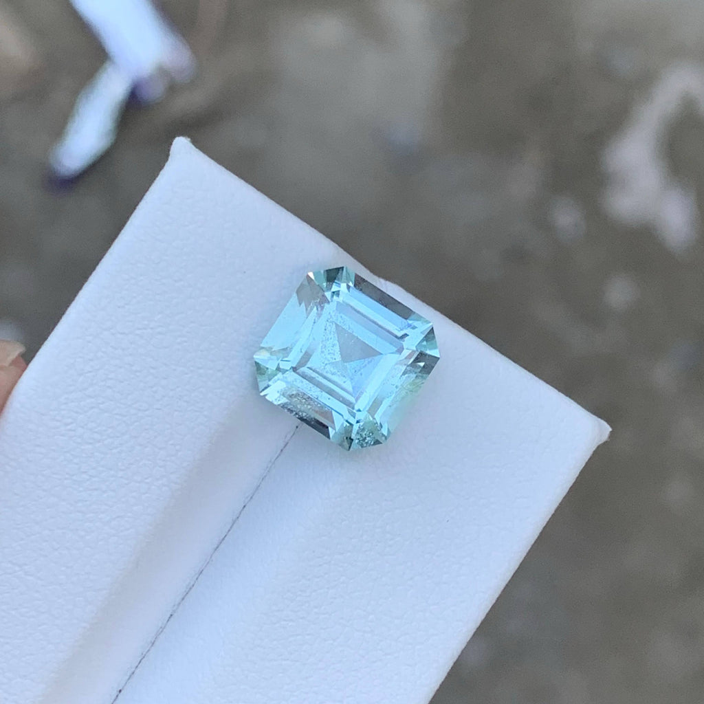 4.40 Carat Light Blue Aquamarine Asscher Cut Pakistan Gemstone