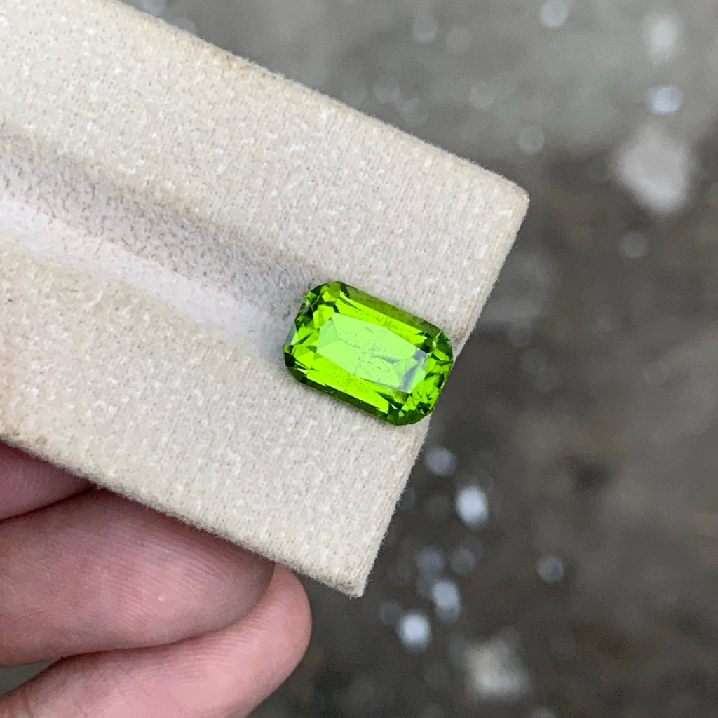 6.20 Carat Apple Green Peridot Cushion Cut Pakistan Gemstone