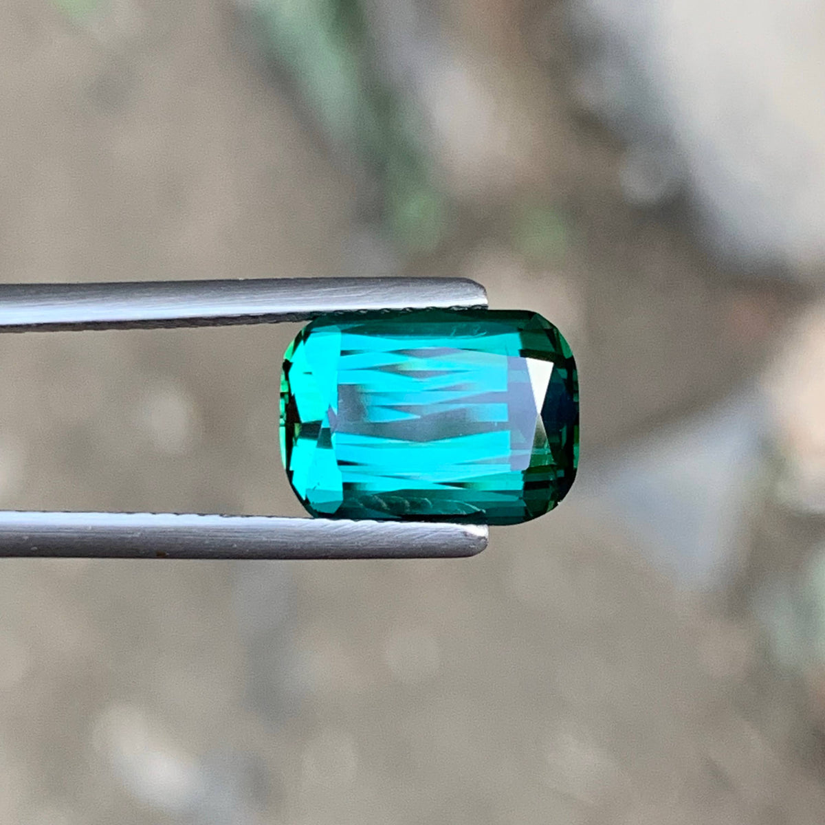 4.10 Carat Natural Loose Bluish Green Tourmaline Cushion Cut Afghan Gemstone