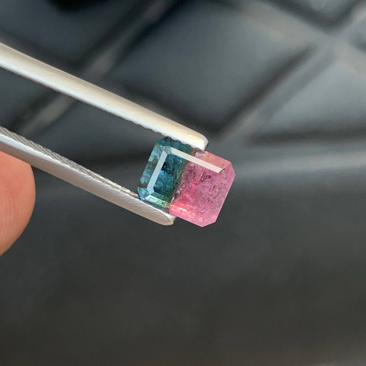 1.75 Carat Natural Loose Bicolor Tourmaline Stone Emerald Cut Afghan Gemstone