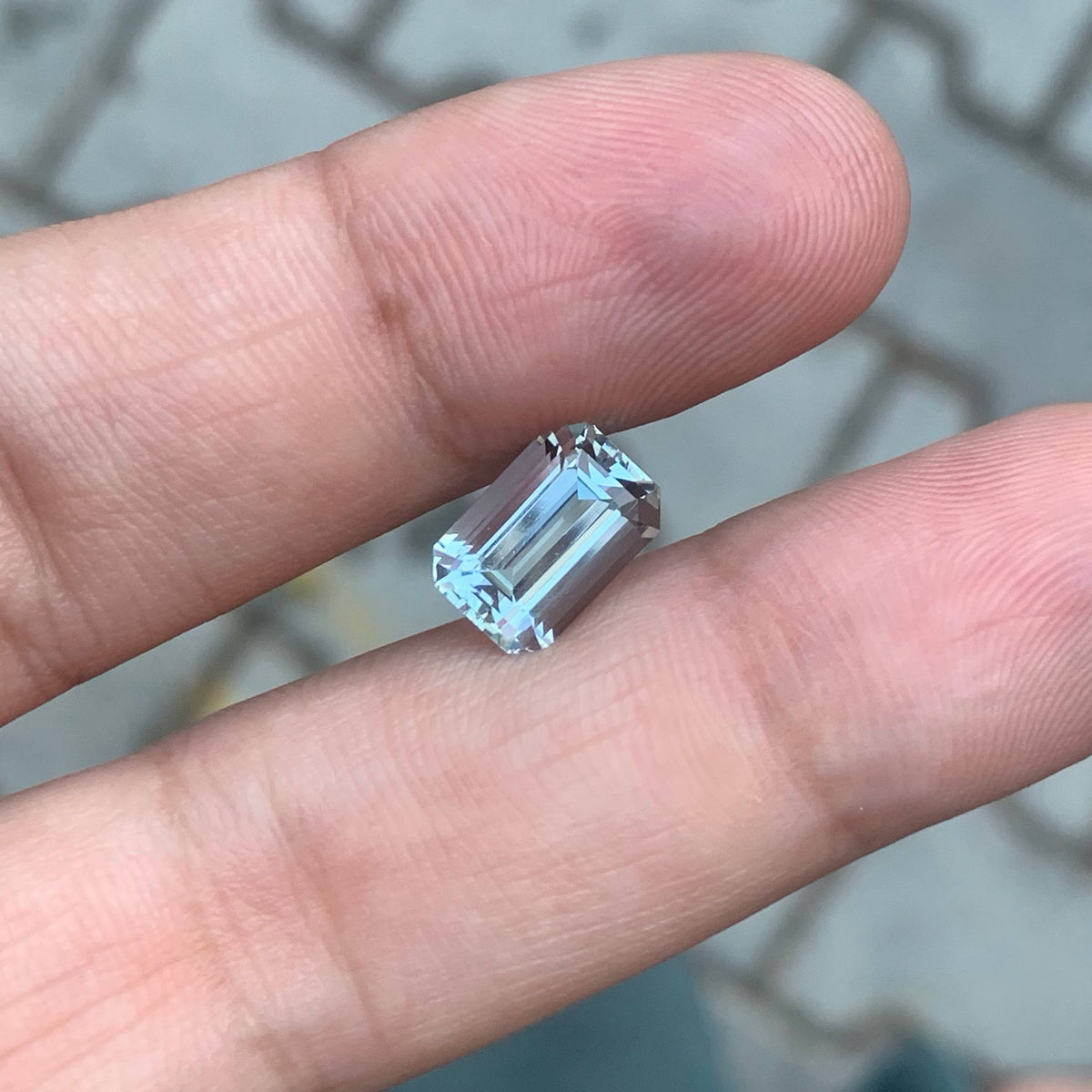 3.35 Carat Light Blue Aquamarine Emerald Cut Pakistan VVS Untreated