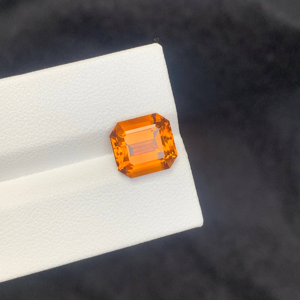 3.90 Carat Natural Loose Madeira Color Citrine Asscher Cut Brazilian Gemstone