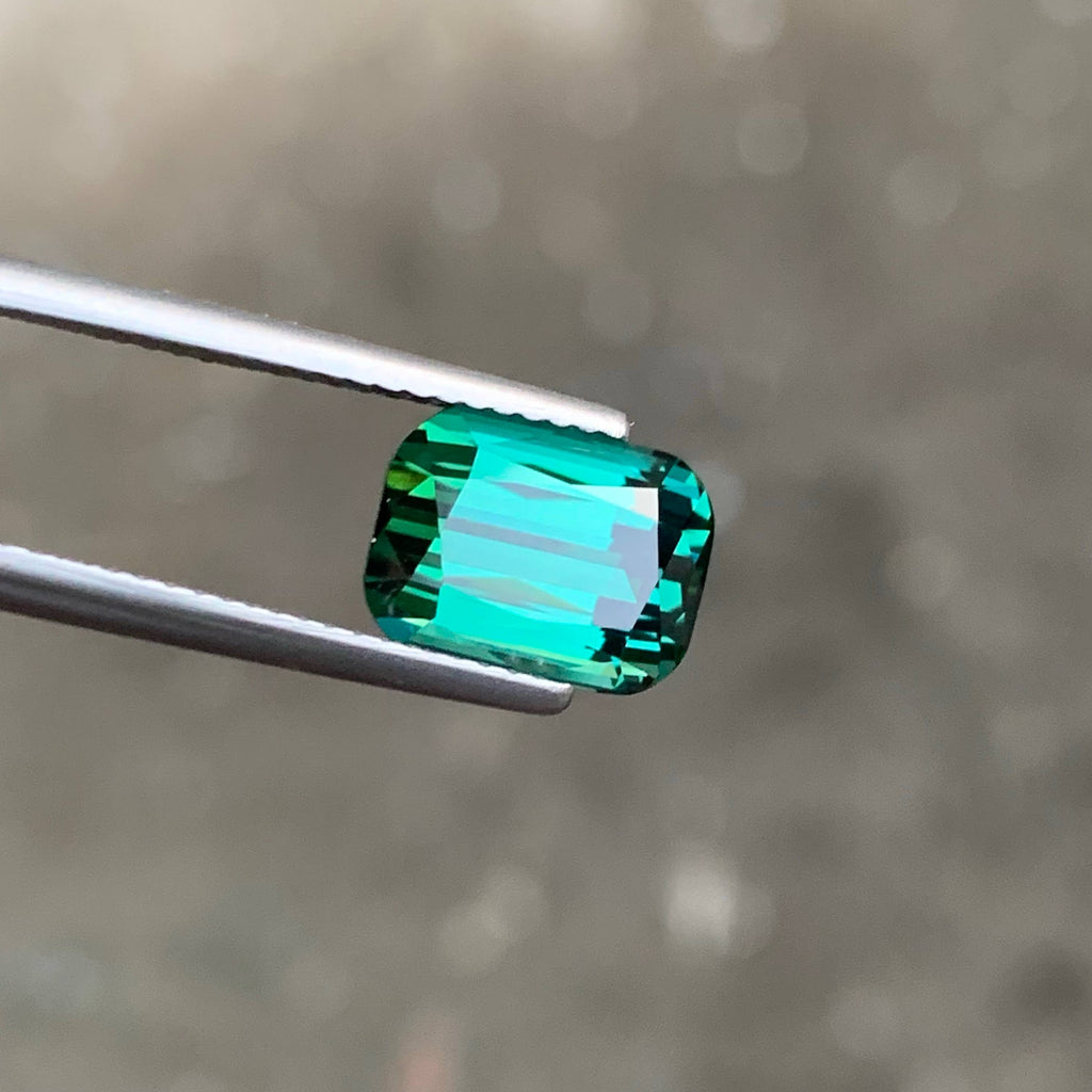 4.00 Carat Bluish Green Tourmaline Cushion Cut Afghanistan Eye Clean Untreated