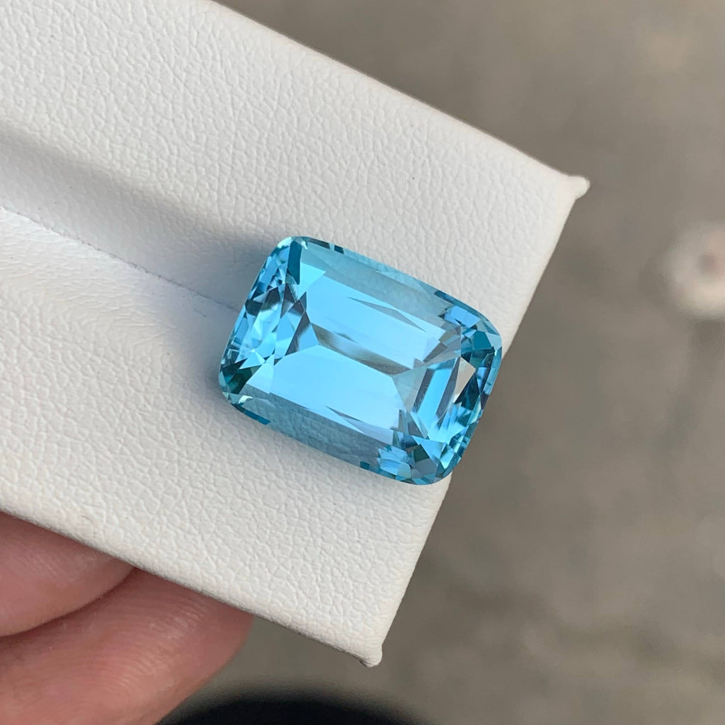 15.00 Carat Natural Loose Sky Blue Topaz Stone Cushion Cut African Loupe Clean Untreated Gemstone
