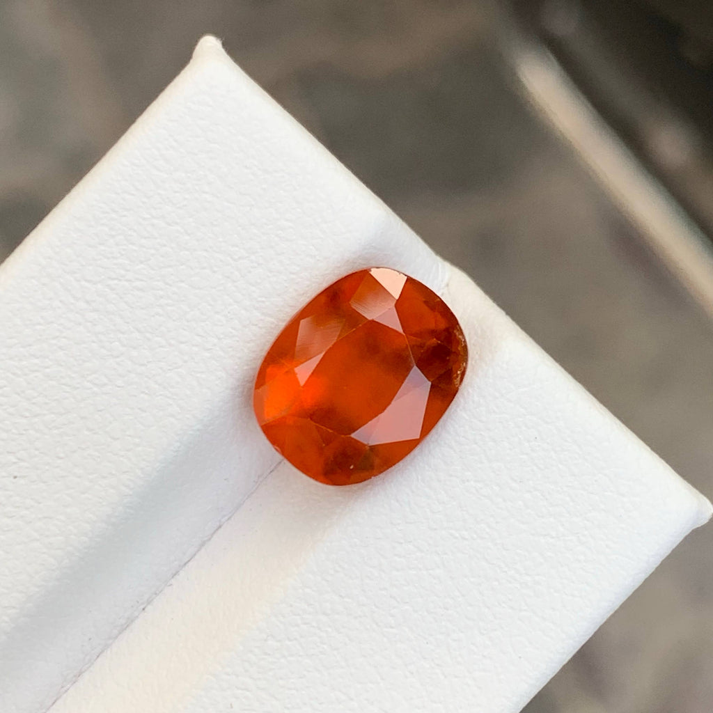 5.35 Carat Natural Hessonite Garnet Stone Cushion Cut African Gemstone